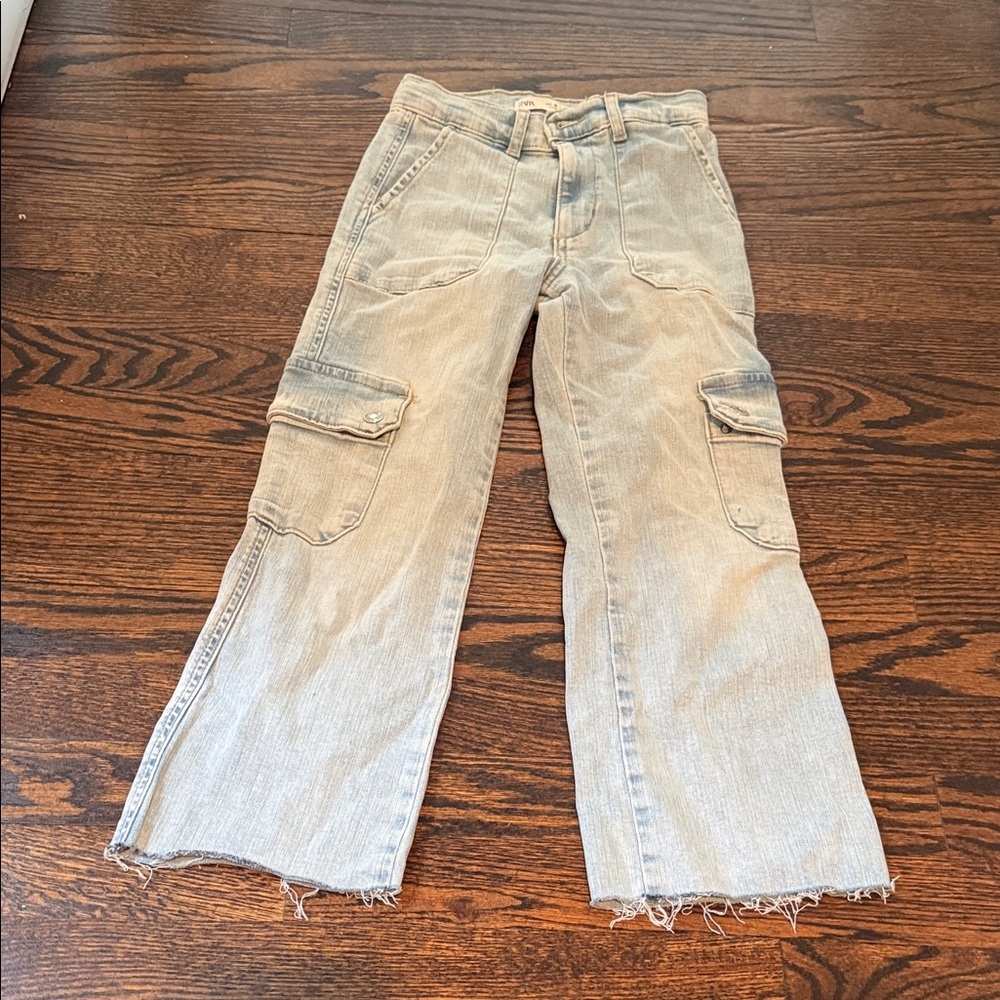 Girls Zara Cargo Pants with Frayed Hem